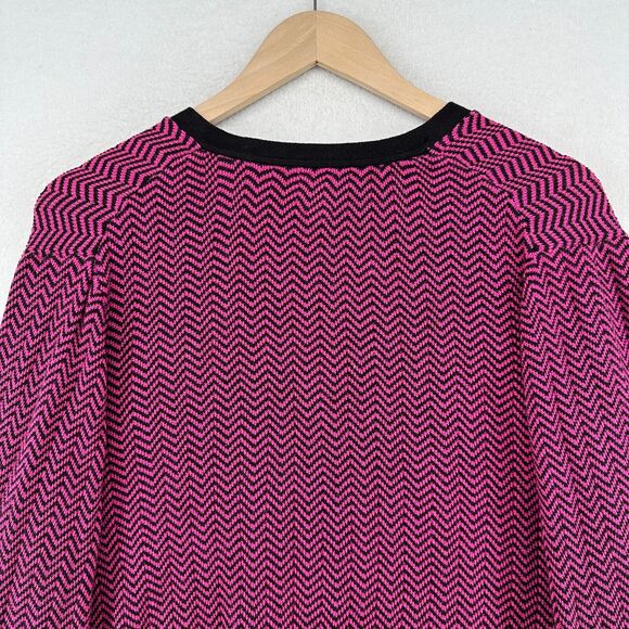ANNE KLEIN Sweater 2X Plus Chevron Button Up Cardigan Grandma Cotton Blend Pink - Picture 4 of 13